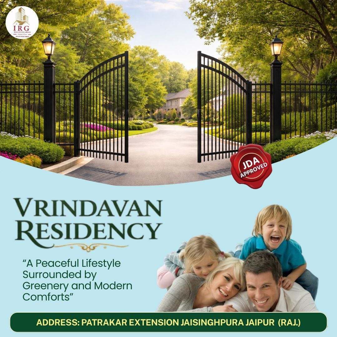 VRINDAVAN RESIDENCY – JDA APPROVED Township Narayan Vihar Y block Patrkar Extension, Jaisinghpura, Ajmer Road, Jaipur  📌 Near Ring Road